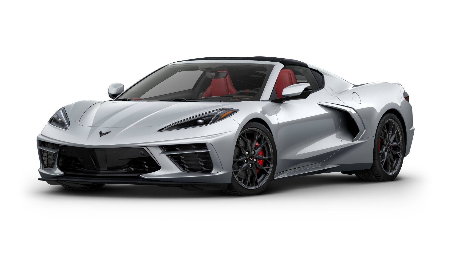 2027 Chevrolet Corvette Stingray 2LT in Blade Silver Metallic — front three-quarter view