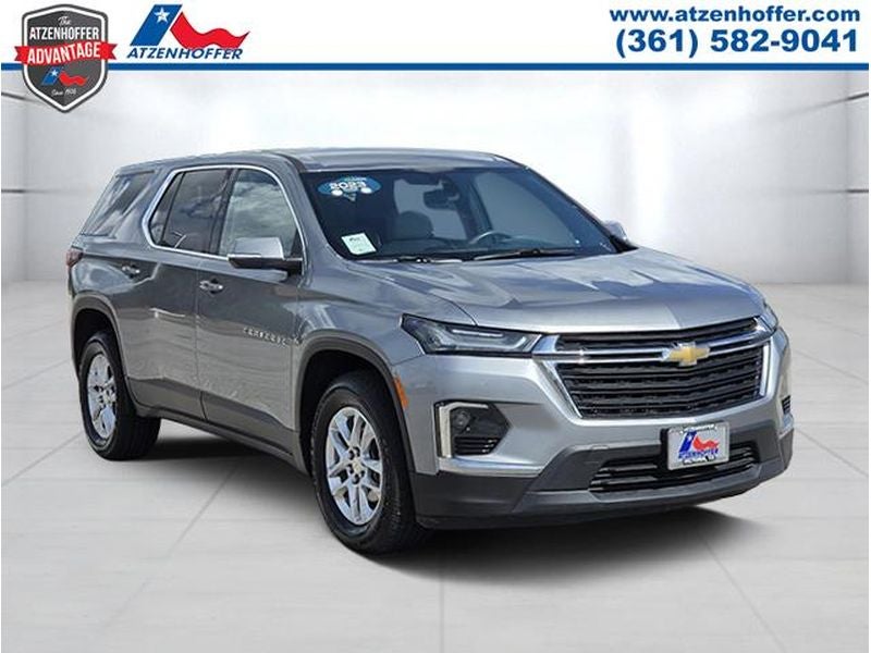 2023 Chevrolet Traverse LS in Sterling Gray Metallic — front three-quarter view