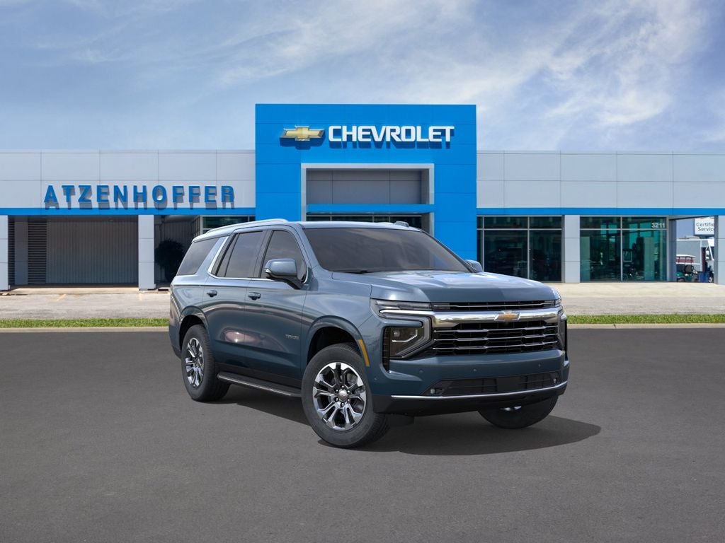 2026 Chevrolet Tahoe LT in Lakeshore Blue Metallic — front three-quarter view
