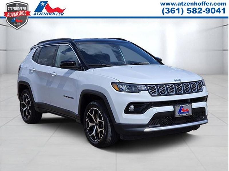 2025 Jeep Compass Limited in Bright White Clearcoat — front three-quarter view