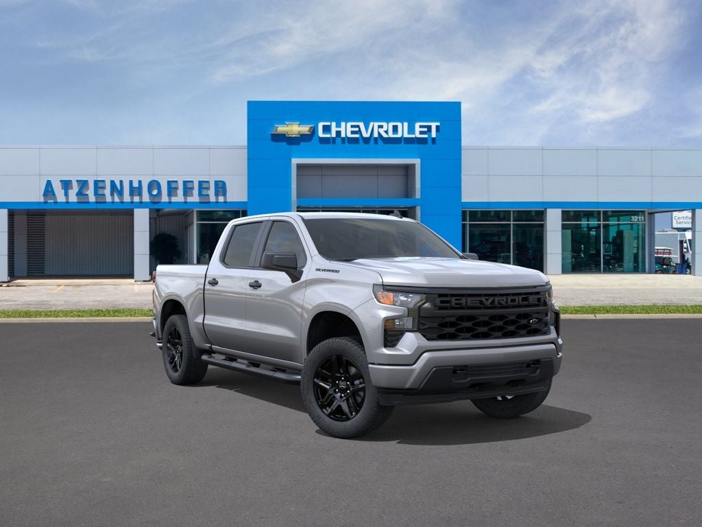2026 Chevrolet Silverado 1500 Custom in Sterling Gray Metallic — front three-quarter view