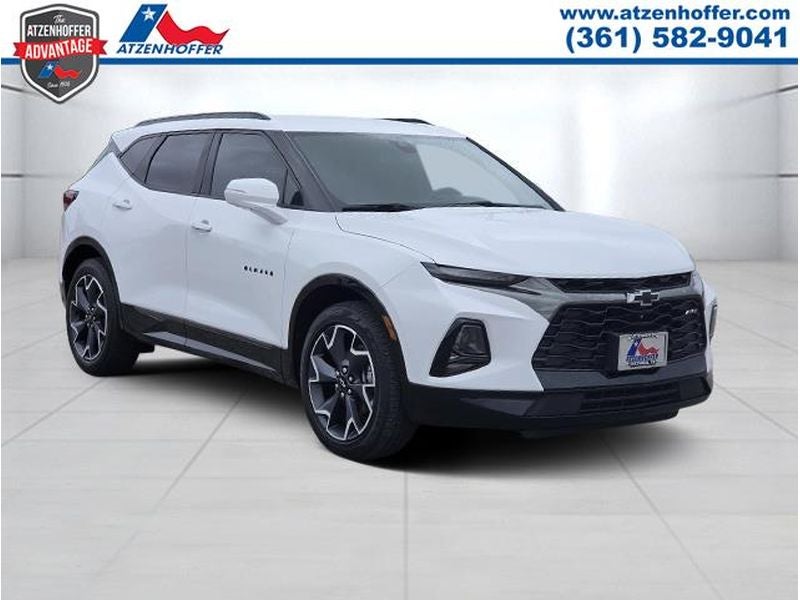 2019 Chevrolet Blazer RS in Summit White — front three-quarter view