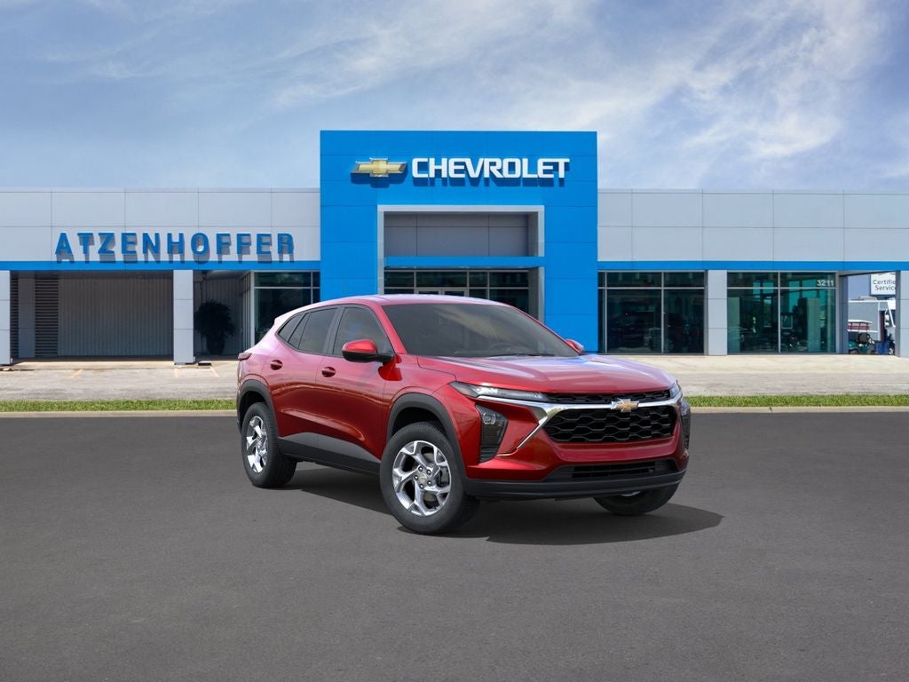 2026 Chevrolet Trax LS in Apex Red — front three-quarter view